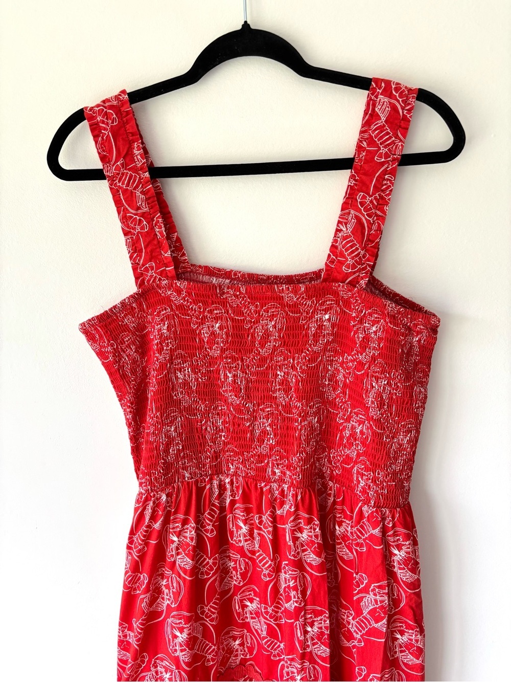 Mira Red Lobster Print Midi Sundress Smocked Sleeveless Tiered Plus Size - Picture 6 of 8
